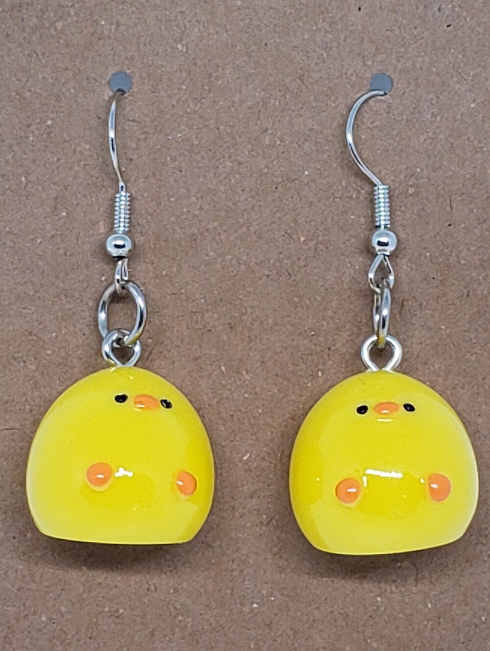 Handmade Yellow Round Kawaii Chick Earrings